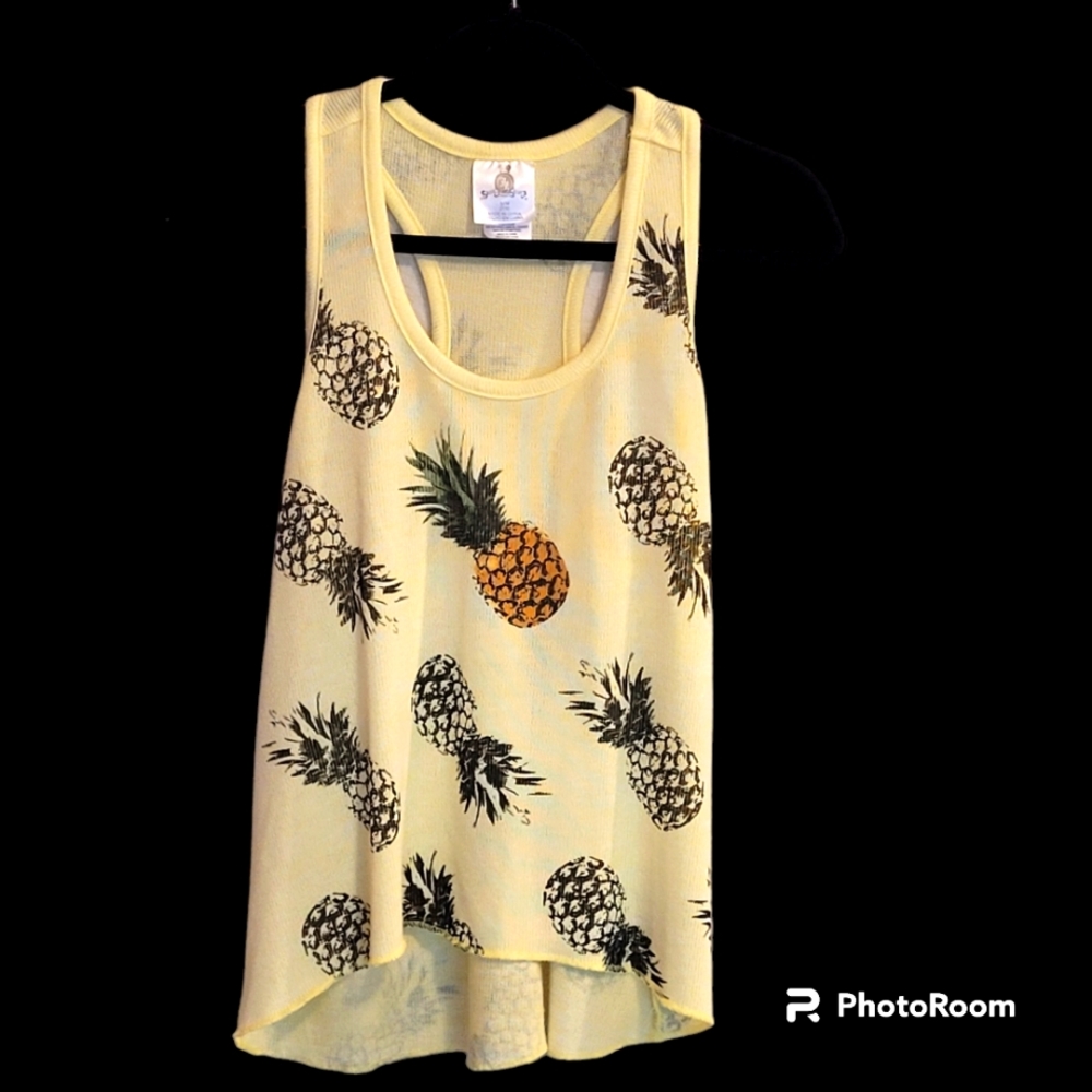 Jerry Leigh Women's Fun Pineapple Tank Top Size Medium. Perfect Summer Wear, EUC